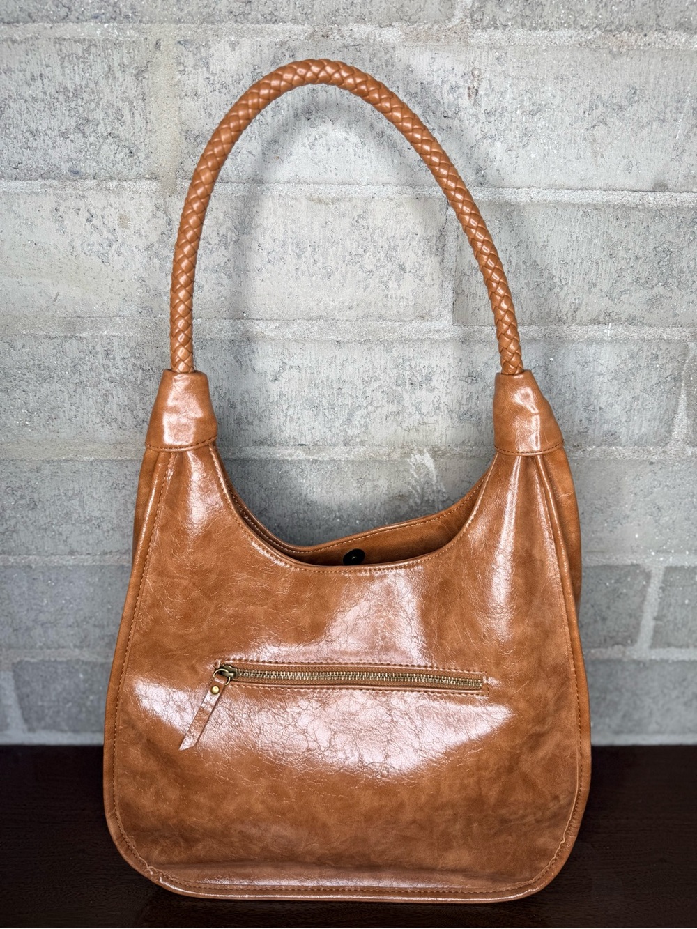 Cognac Brown Shoulder Bag Braided Strap Boho Y2K Made in Cambodia - Picture 4 of 14